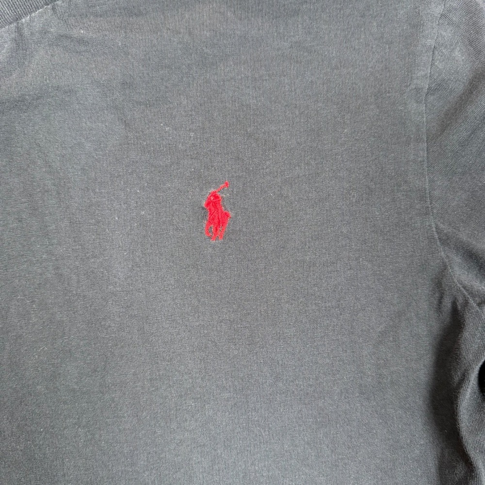 Polo Ralph‎ Lauren Mens Black V-Neck T-Shirt Red Pony Logo Cotton Large RN41381 - Picture 6 of 11